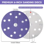 6 Inch 15-Hole Ceramic Hook & Loop Sanding Discs 50 Pack - Image 9