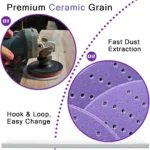6 Inch Multi-Hole Ceramic Hook and Loop Sanding Discs 50 Pack - Image 9